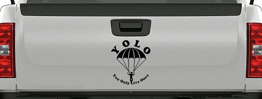 YOLO You Only Live Once Skydiving Sports Car or Truck Window Decal Sticker (Black)