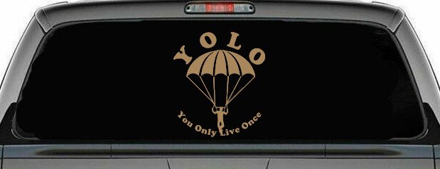 YOLO You Only Live Once Skydiving Sports Car or Truck Window Decal Sticker