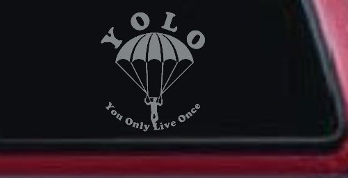YOLO You Only Live Once Skydiving Sports Car or Truck Window Decal Sticker (Telegrey)