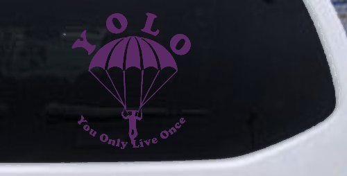 YOLO You Only Live Once Skydiving Sports Car or Truck Window Vinyl Decal Sticker (Violet)