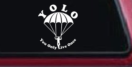 YOLO You Only Live Once Skydiving Sports Car or Truck Window Decal Sticker