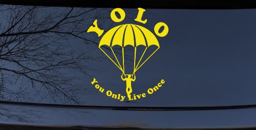 YOLO You Only Live Once Skydiving Sports Car or Truck Window Decal Sticker