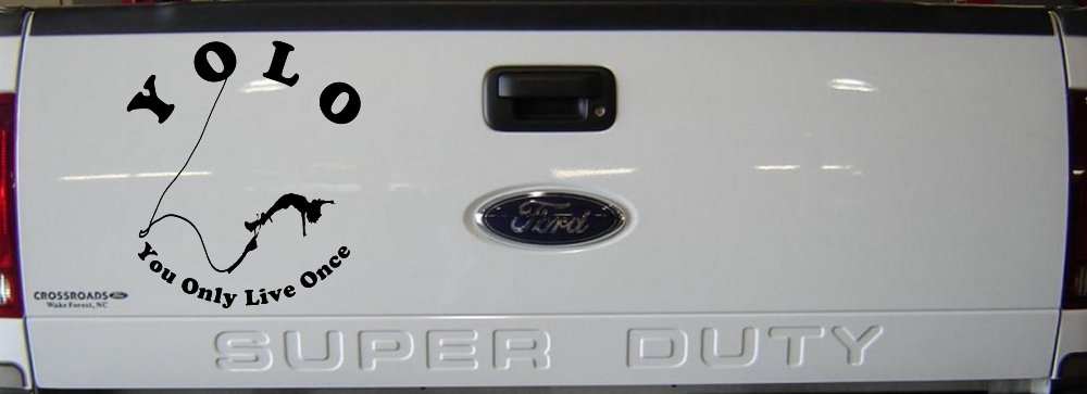 YOLO You Only Live Once Bungie Jump Car or Truck Window Vinyl Decal Sticker (Black)