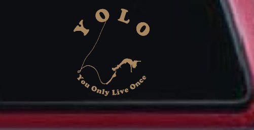 YOLO You Only Live Once Bungie Jump Car or Truck Window Decal Sticker (Light Brown)