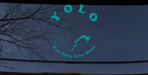 YOLO You Only Live Once Bungie Jump Car or Truck Window Decal Sticker (Turquoise)