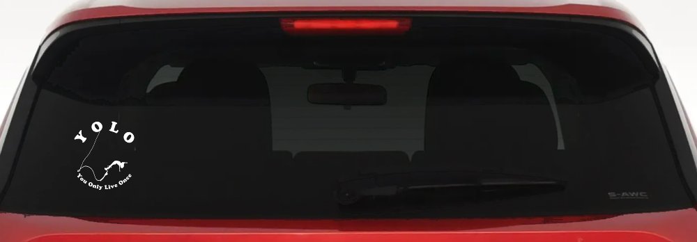 YOLO You Only Live Once Bungie Jump Car or Truck Window Decal Sticker (White)