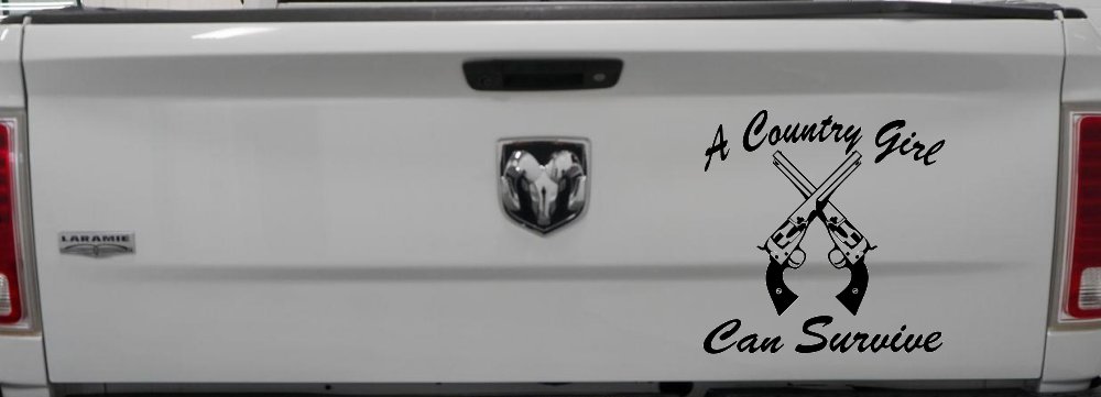 A Country Girl Can Survive Crossed Pistols Guns Car or Truck Window Decal Sticker