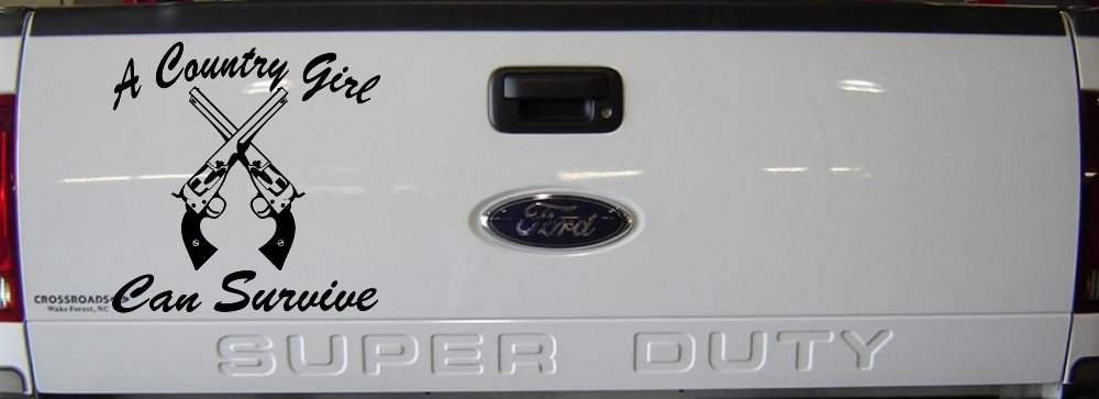 A Country Girl Can Survive Crossed Pistols Guns Car or Truck Window Decal Sticker