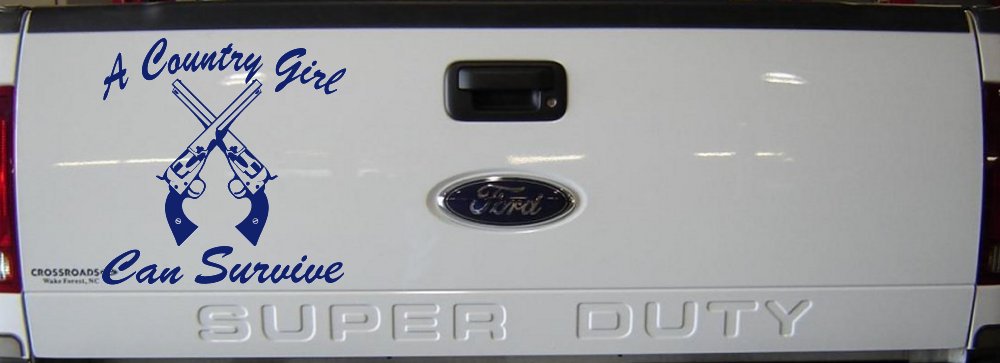 A Country Girl Can Survive Crossed Pistols Guns Car or Truck Window Vinyl Decal Sticker (Navy)
