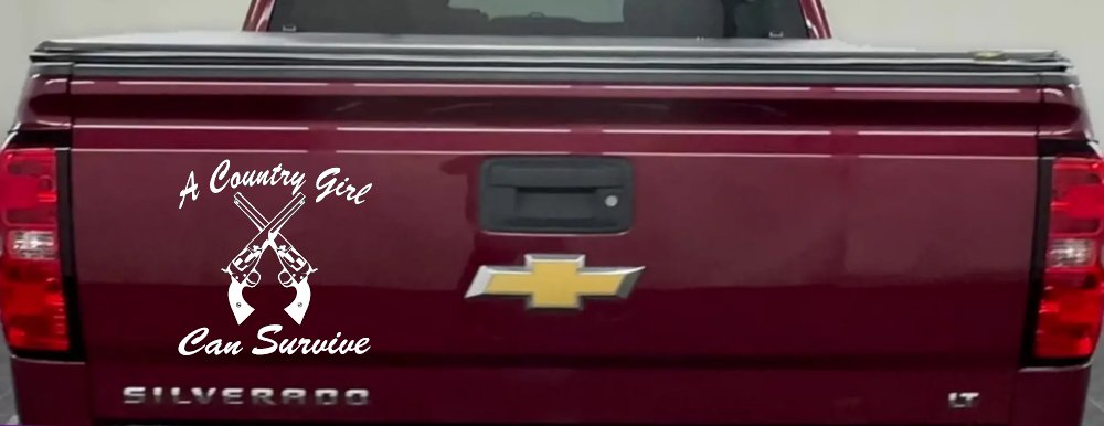 A Country Girl Can Survive Crossed Pistols Guns Car or Truck Window Decal Sticker