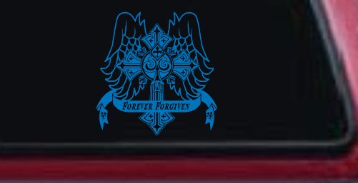 Forever Forgiven Cross Wings Christian Car or Truck Window Decal Sticker (Sky Blue)