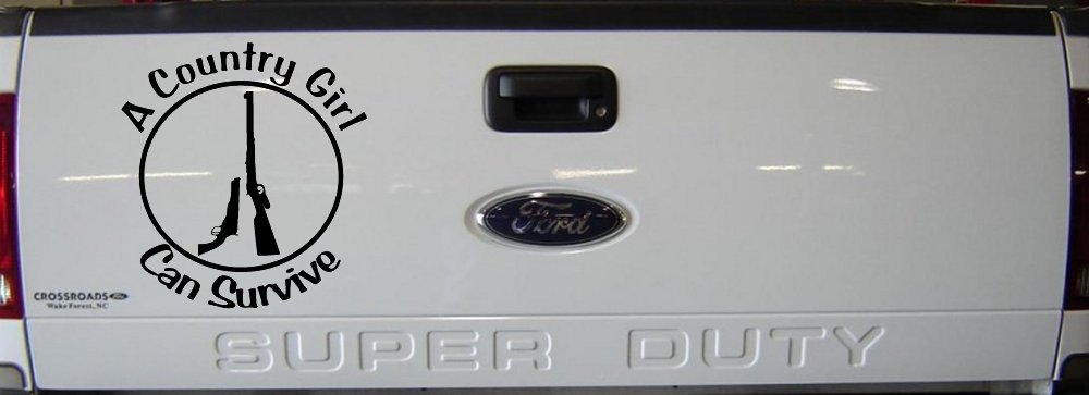 A Country Girl Can Survive Rifle And Pistol Guns Car or Truck Window Vinyl Decal Sticker (Black)