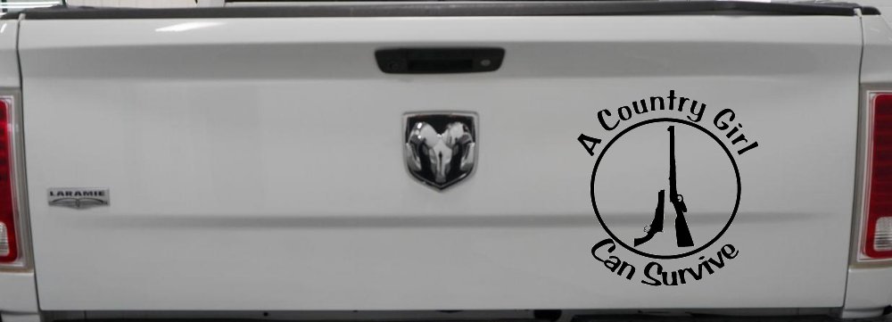 A Country Girl Can Survive Rifle And Pistol Guns Car or Truck Window Decal Sticker (Black)