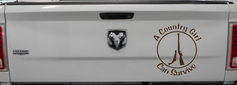 A Country Girl Can Survive Rifle And Pistol Guns Car or Truck Window Decal Sticker (Brown)