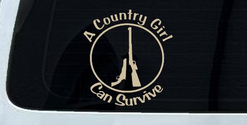 A Country Girl Can Survive Rifle And Pistol Guns Car or Truck Window Decal Sticker (Desert Sand)