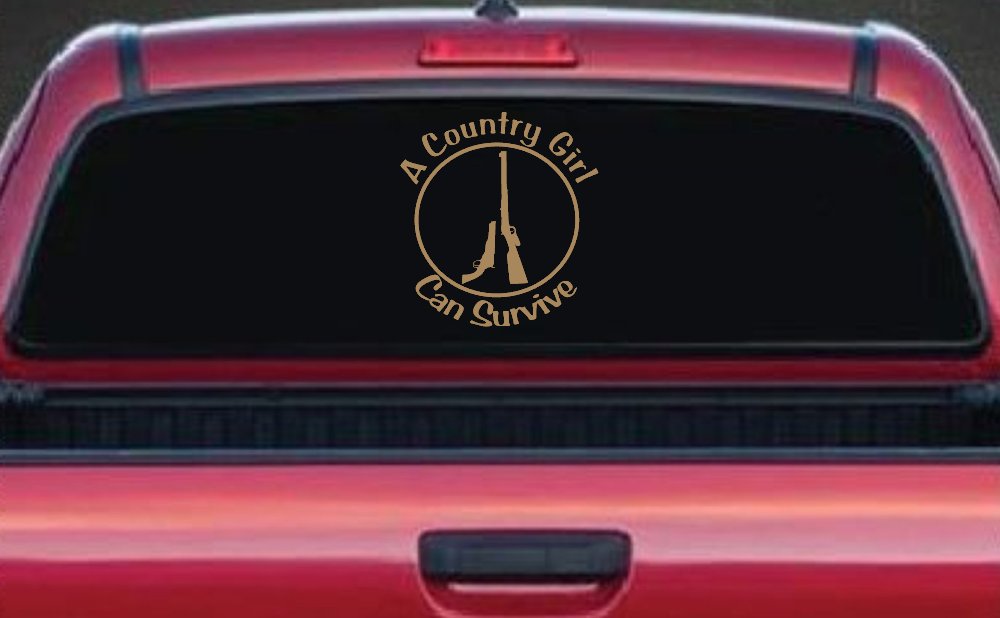 A Country Girl Can Survive Rifle And Pistol Guns Car or Truck Window Decal Sticker
