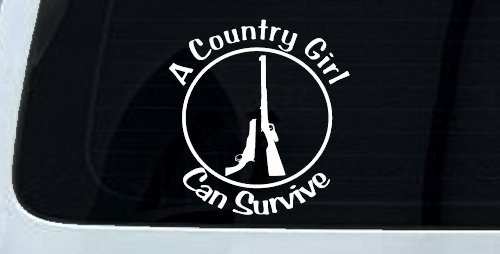 A Country Girl Can Survive Rifle And Pistol Guns Car or Truck Window Decal Sticker