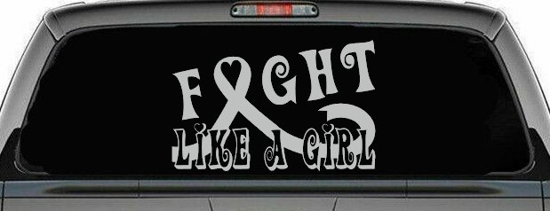 Fight Like a Girl Breast Cancer Car or Truck Window Decal Sticker (Light Gray)