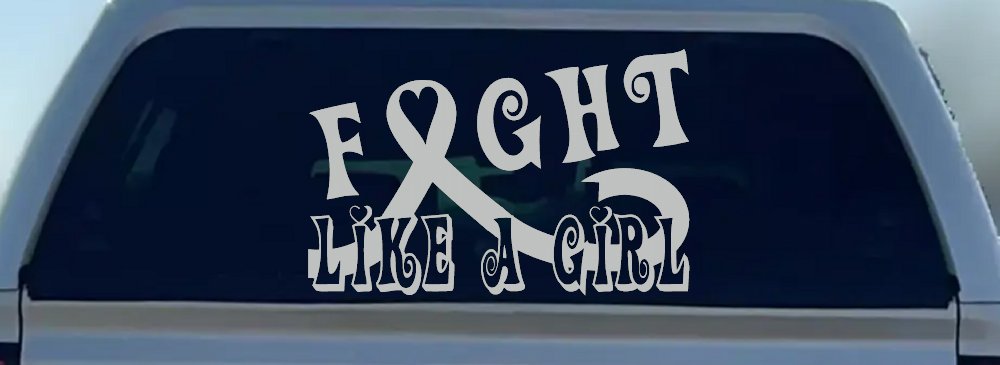 Fight Like a Girl Breast Cancer Car or Truck Window Decal Sticker (Light Gray)