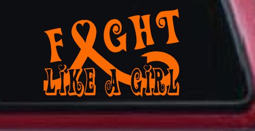Fight Like a Girl Breast Cancer Car or Truck Window Decal Sticker (Orange)
