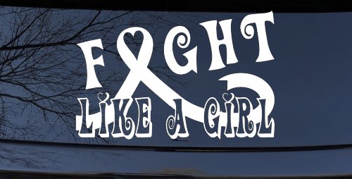 Fight Like a Girl Breast Cancer Car or Truck Window Decal Sticker (White)