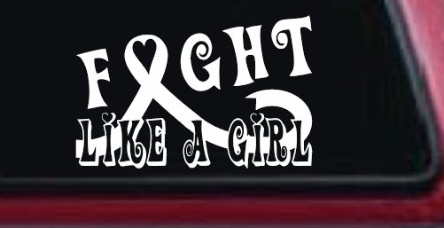 Fight Like a Girl Breast Cancer Car or Truck Window Decal Sticker (White)