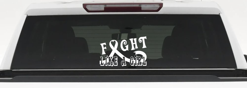 Fight Like a Girl Breast Cancer Car or Truck Window Decal Sticker (White)
