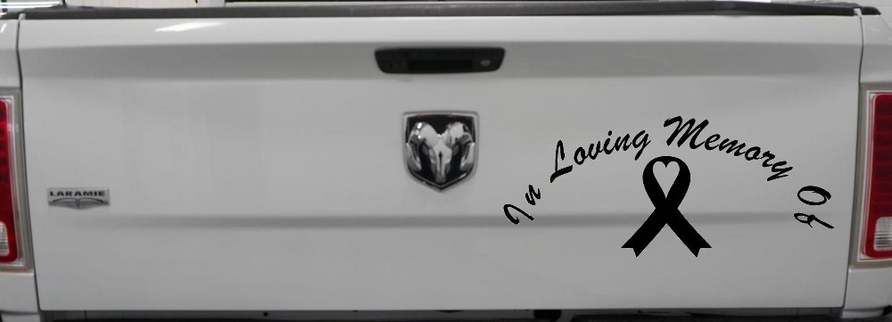 In Loving Memory Of Cancer Ribon Car or Truck Window Decal Sticker (Black)