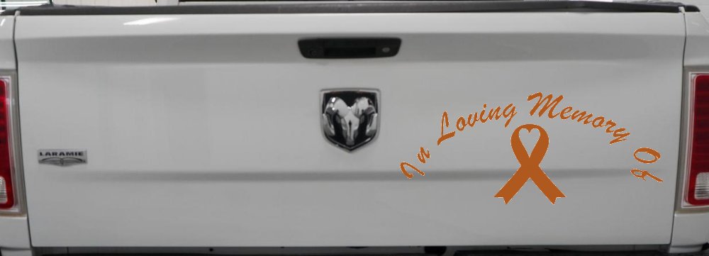 In Loving Memory Of Cancer Ribon Car or Truck Window Decal Sticker (Nut Brown)