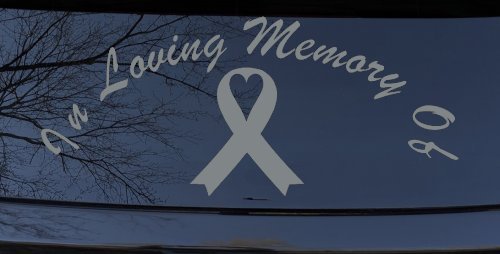 In Loving Memory Of Cancer Ribon Car or Truck Window Decal Sticker (Telegrey)