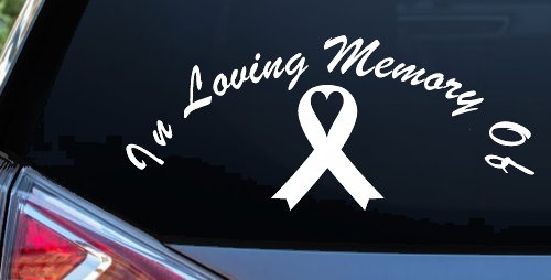 In Loving Memory Of Cancer Ribon Car or Truck Window Vinyl Decal Sticker (White)