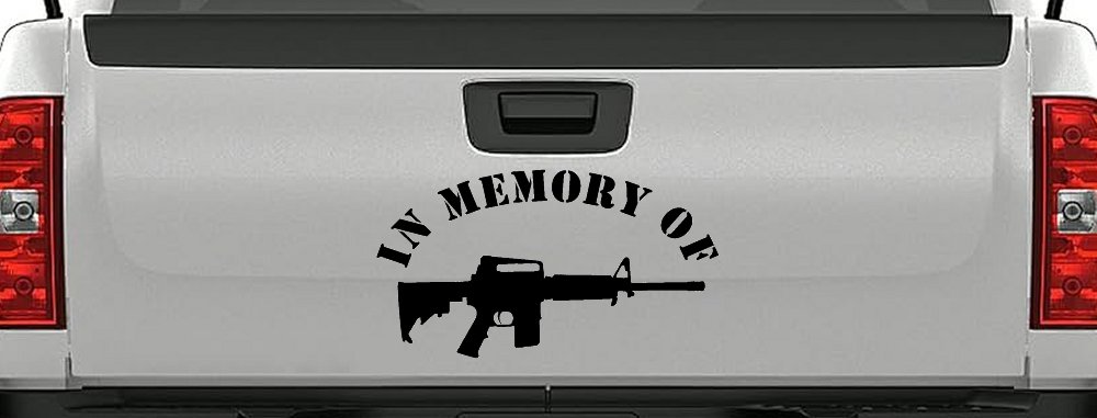 In Memory Of AR 15 Military Car or Truck Window Decal Sticker (Black)