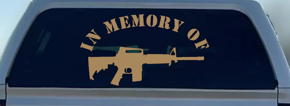In Memory Of AR 15 Military Car or Truck Window Decal Sticker (Light Brown)
