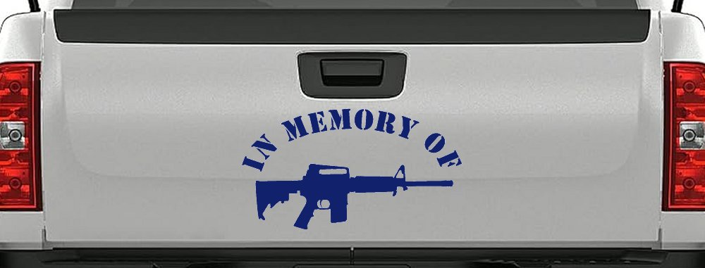 In Memory Of AR 15 Military Car or Truck Window Decal Sticker (Navy)