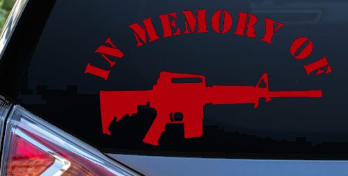 In Memory Of AR 15 Military Car or Truck Window Decal Sticker (Red)