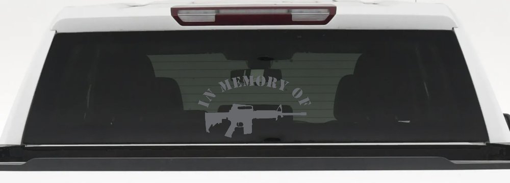 In Memory Of AR 15 Military Car or Truck Window Vinyl Decal Sticker (Silver)