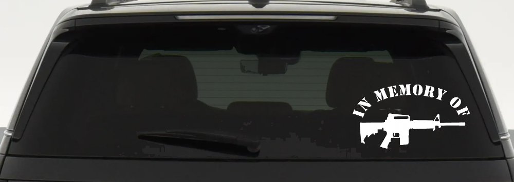 In Memory Of AR 15 Military Car or Truck Window Decal Sticker (White)