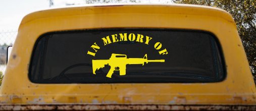 In Memory Of AR 15 Military Car or Truck Window Decal Sticker (Yellow)