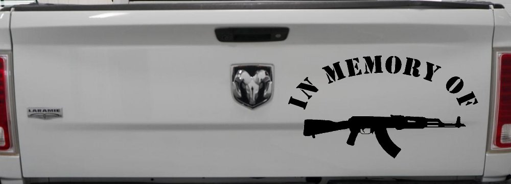 In Memory Of AK 47 Military Car or Truck Window Decal Sticker (Black)