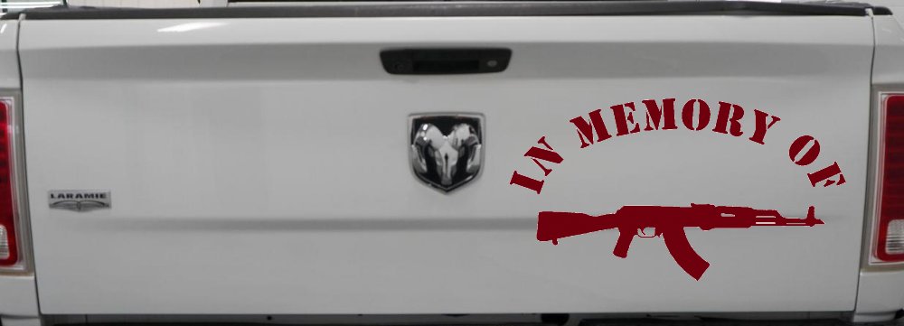 In Memory Of AK 47 Military Car or Truck Window Decal Sticker (Burgundy)