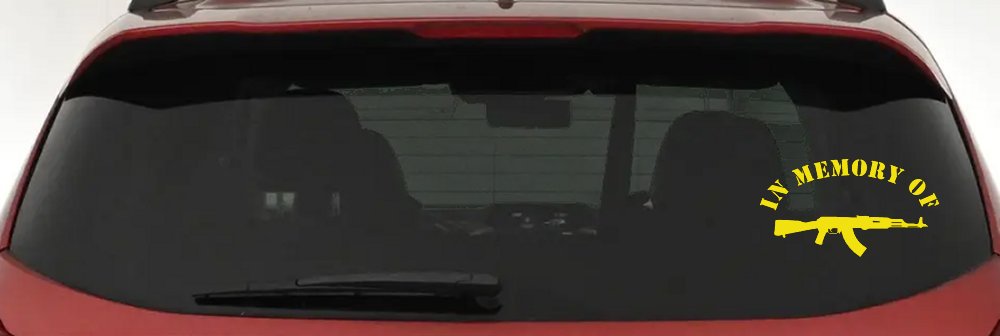 In Memory Of AK 47 Military Car or Truck Window Vinyl Decal Sticker (Yellow)