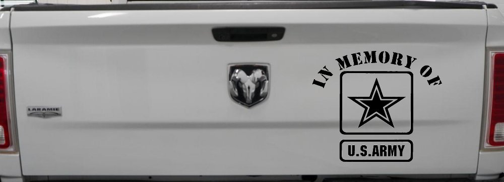 In Memory Of Army Military Car or Truck Window Decal Sticker (Black)