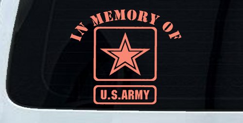 In Memory Of Army Military Car or Truck Window Vinyl Decal Sticker (Coral)