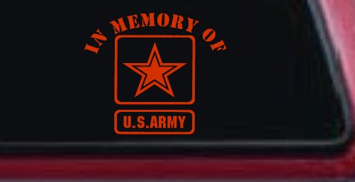 In Memory Of Army Military Car or Truck Window Decal Sticker (Orange Red)