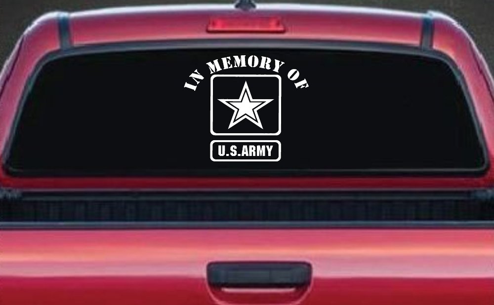 In Memory Of Army Military Car or Truck Window Decal Sticker (White)