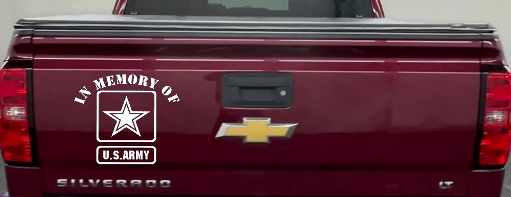 In Memory Of Army Military Car or Truck Window Vinyl Decal Sticker (White)
