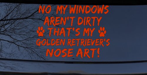 My Windows Aren't Dirty Golden Retriever Dog Car or Truck Window Vinyl Decal Sticker (Orange Red)
