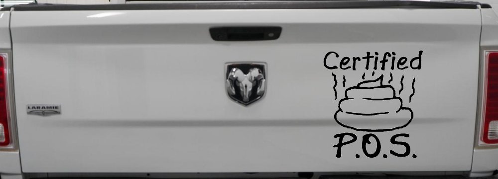 Certified POS Funny Car or Truck Window Decal Sticker (Black)