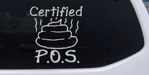 Certified POS Funny Car or Truck Window Decal Sticker (Light Gray)