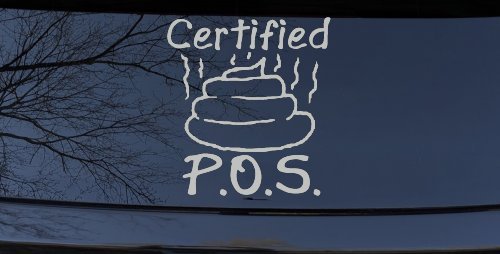 Certified POS Funny Car or Truck Window Vinyl Decal Sticker (Light Gray)